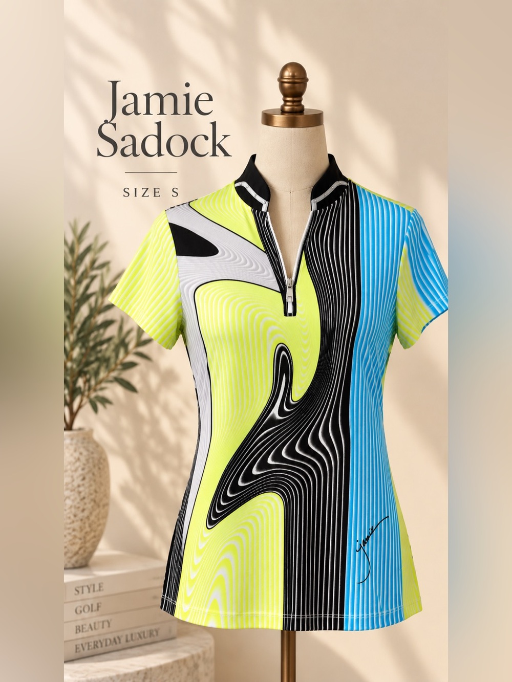 Jamie Sadock Casablanca Cooltron Abstract Golf Polo Shirt Size S NWT